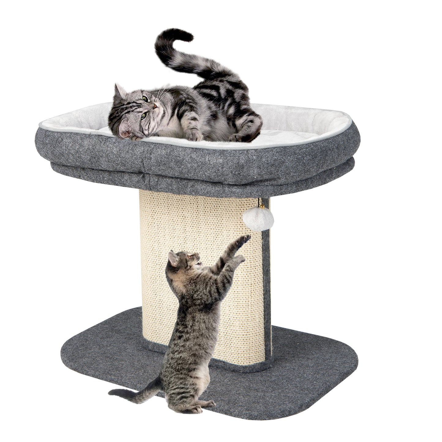 Infans  Modern Cat Tree Tower Cat Activity Tower w/ Large Plush Perch Grey