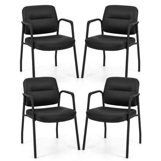 Waiting Room Chair No Wheels Set of 4 with Integrated Armrests for Reception