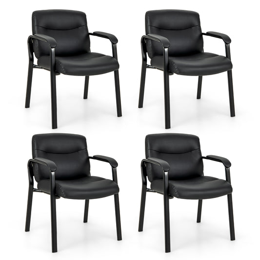 Waiting Room Chair No Wheels Set of 4 w/ Padded Armrests Guest Chair for Meeting