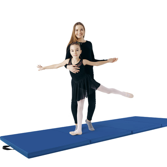 Infans 10' x 4' x 2 inch 4-Panel Folding Exercise Mat w/Carrying Handles for Gym Yoga Navy