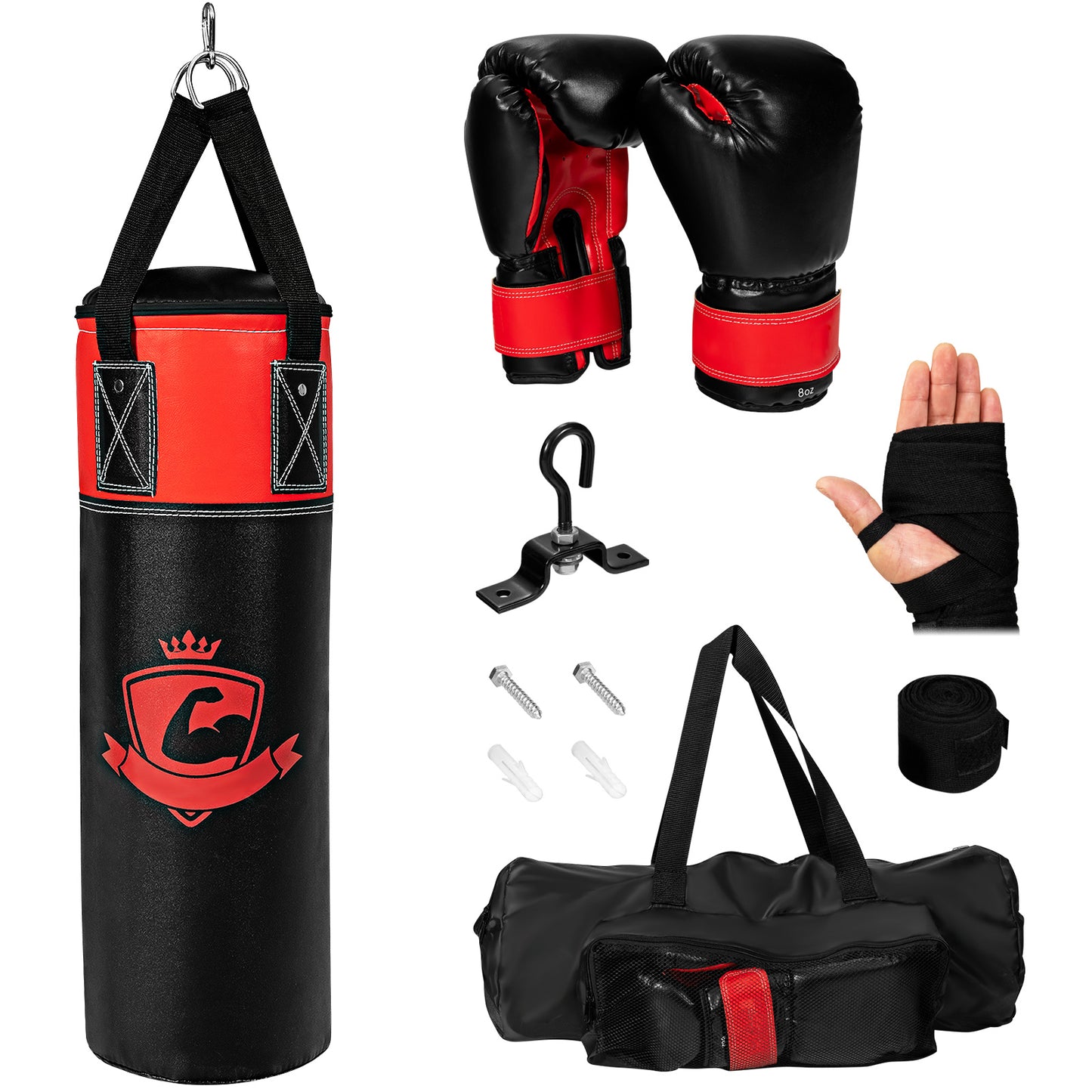 Infans 11Lbs Kids Punching Boxing Bag Set W/Hand Wraps Punching Gloves Bag Hook Hanging