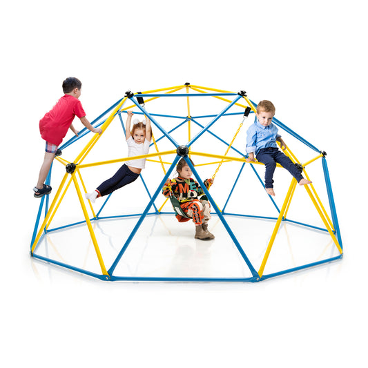 Infans 10 FT Climbing Dome with Swing Outdoor Kids Play Jungle Gym