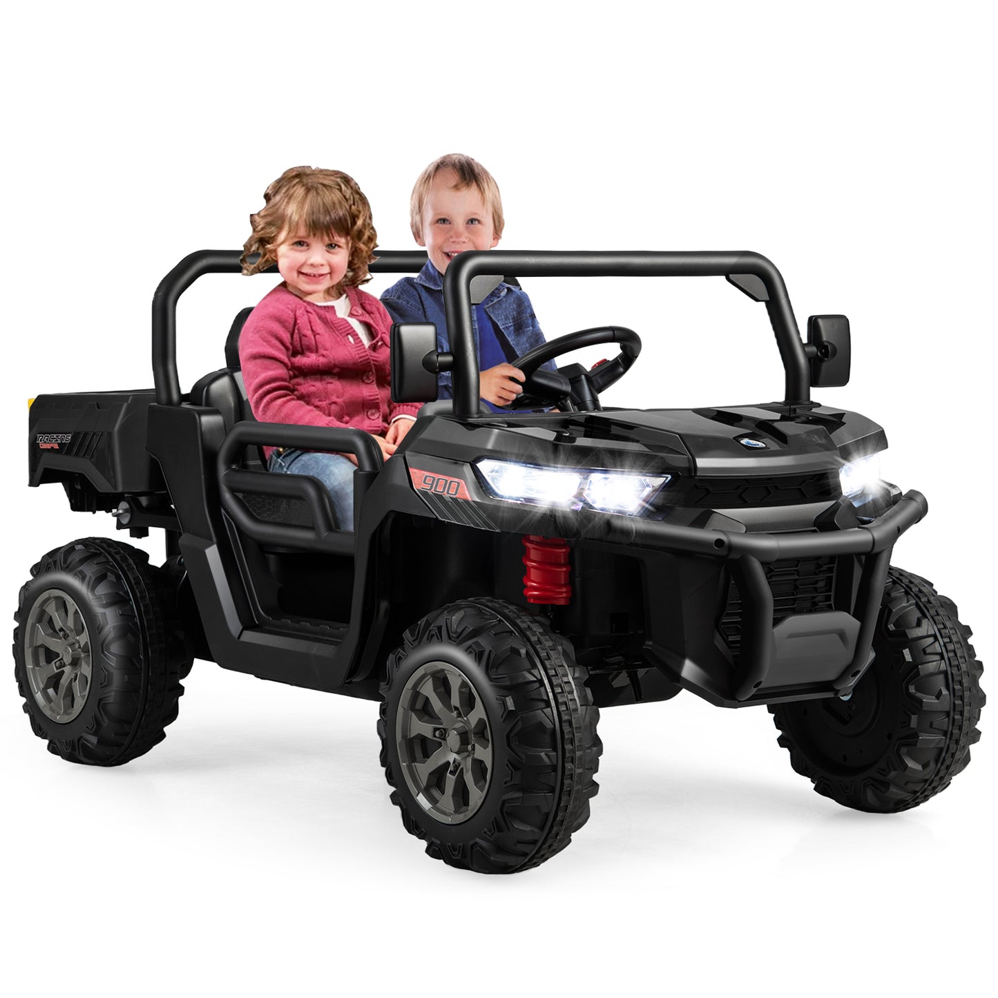 Infans 12V 2 Seater Ride On UTV Dump Truck Remote w/ Electric Dump Bed & Shovel Black