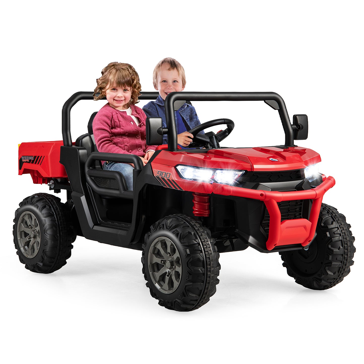 Infans 12V 2 Seater Ride On UTV Dump Truck Remote w/ Electric Dump Bed & Shovel Red