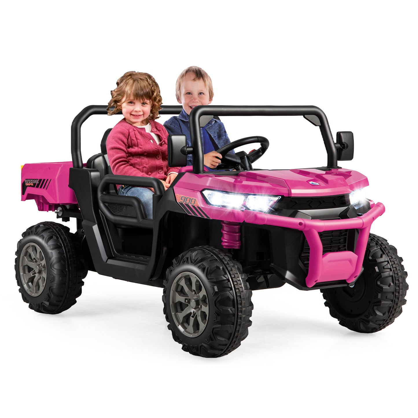 Infans 12V 2 Seater Ride On UTV Dump Truck Remote w/ Electric Dump Bed & Shovel Pink