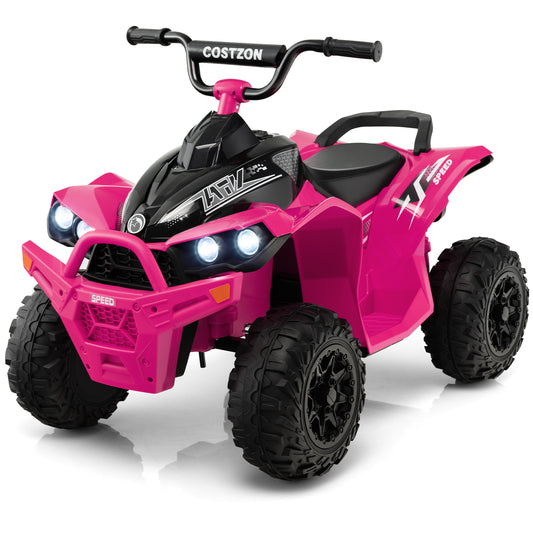 Infans 12V Battery Powered Kids Ride On ATV Electric 4-Wheeler Quad Car w/ MP3 & LightPink