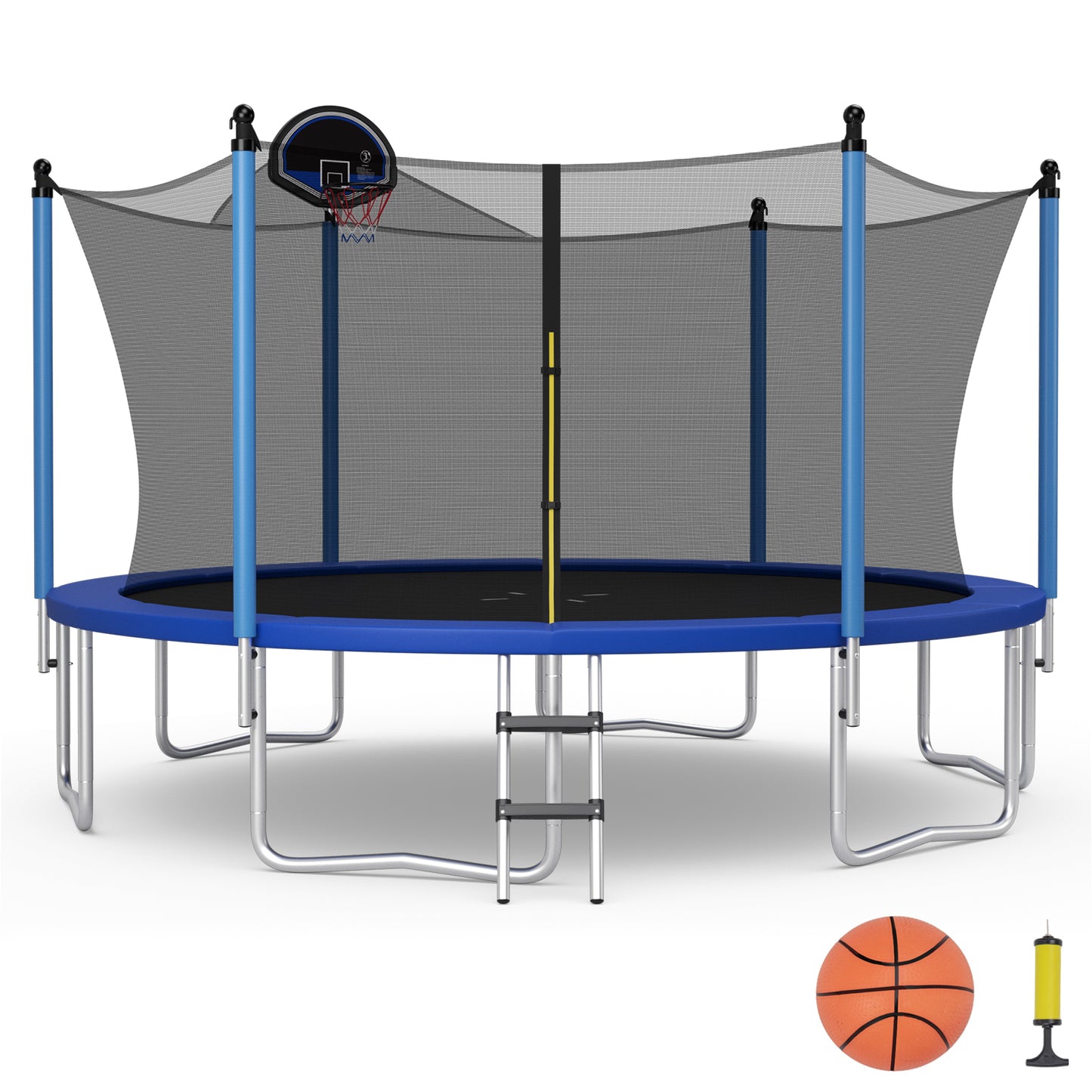 Infans 12FT Recreational Trampoline W/Inner Enclosure Net Basketball Hoop Ladder