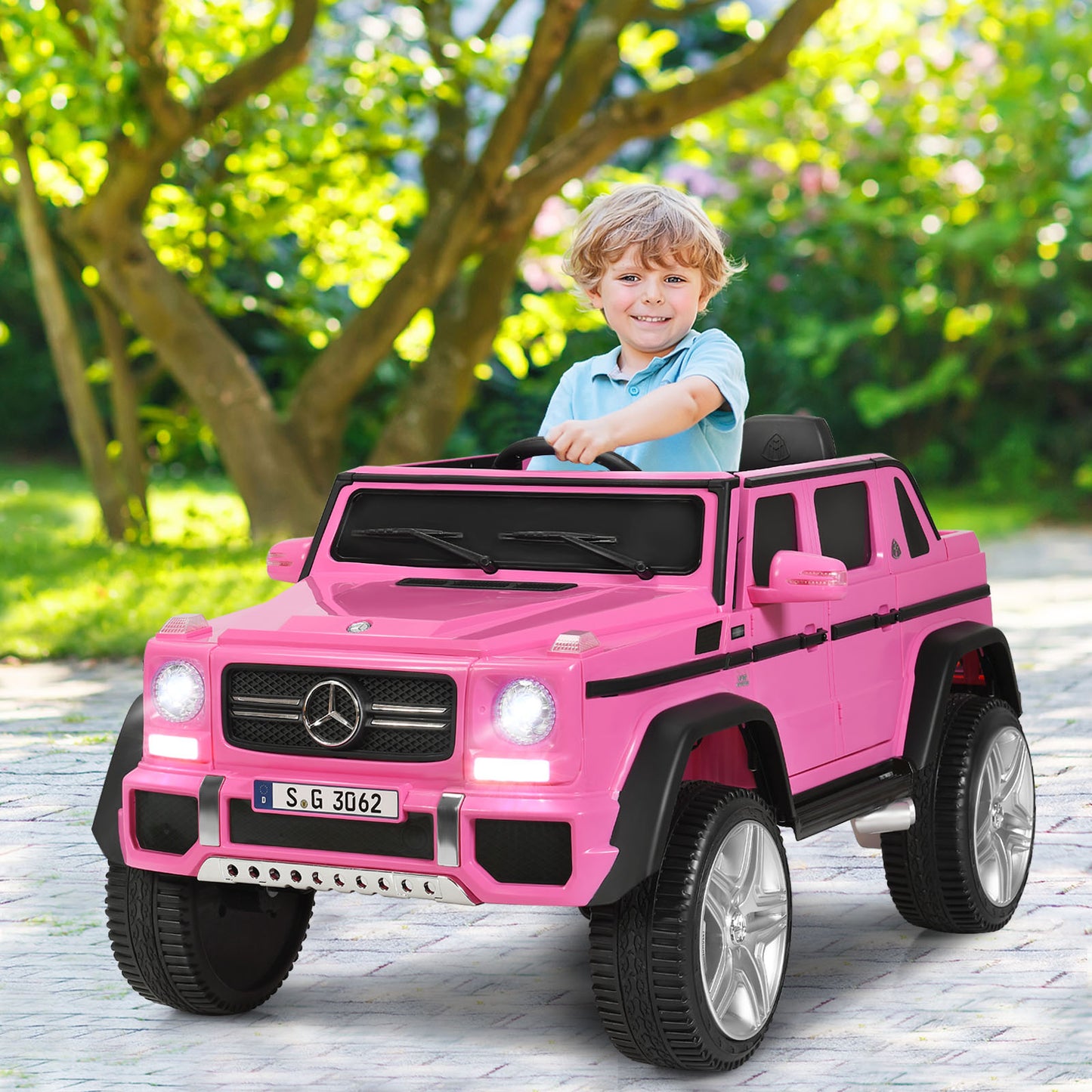 Infans 12V Licensed Mercedes-Benz Kids Ride On Car RC Motorized Vehicles w/ Trunk Pink