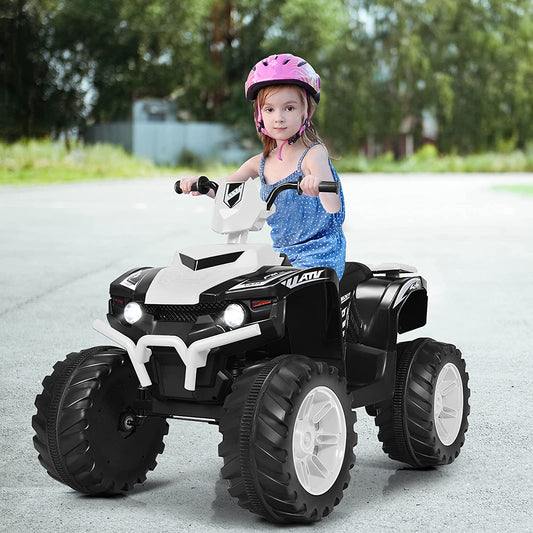 Infans 12V Kids 4-Wheeler ATV Quad Ride On Car w/ LED Light & Music White