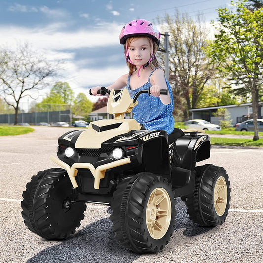 Infans 12V Kids 4-Wheeler ATV Quad Ride On Car w/ LED Light & Music Yellow