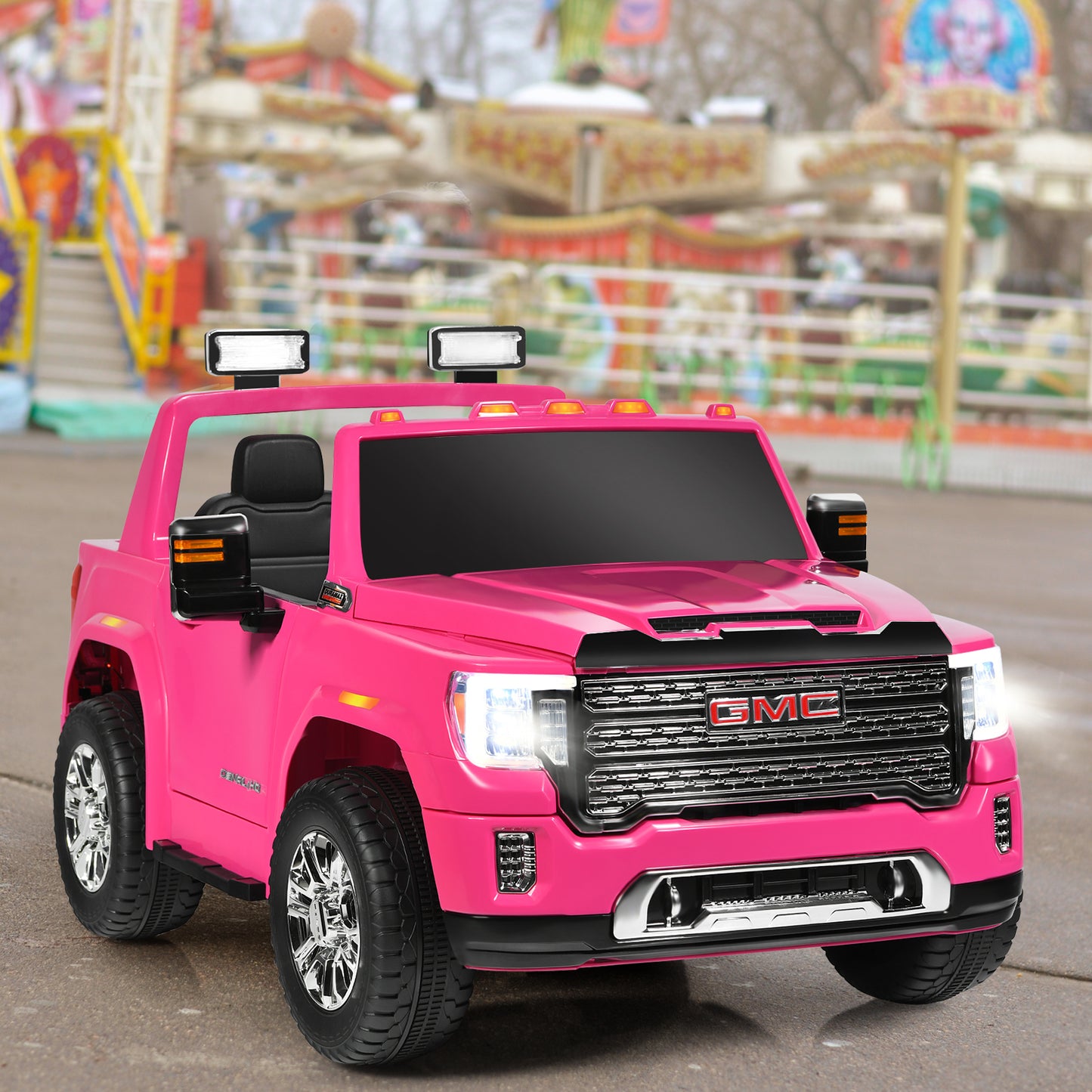 Infans 12V 2-Seater Licensed GMC Kids Ride On Truck RC Electric Car w/Storage Box Pink