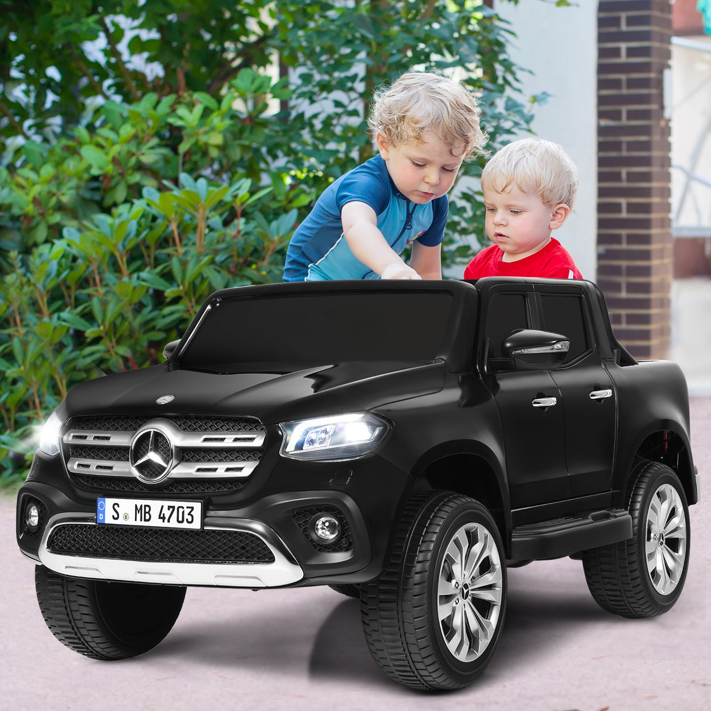 Infans 12V 2-Seater Kids Ride On Car Licensed Mercedes Benz X Class RC w/ Trunk Black