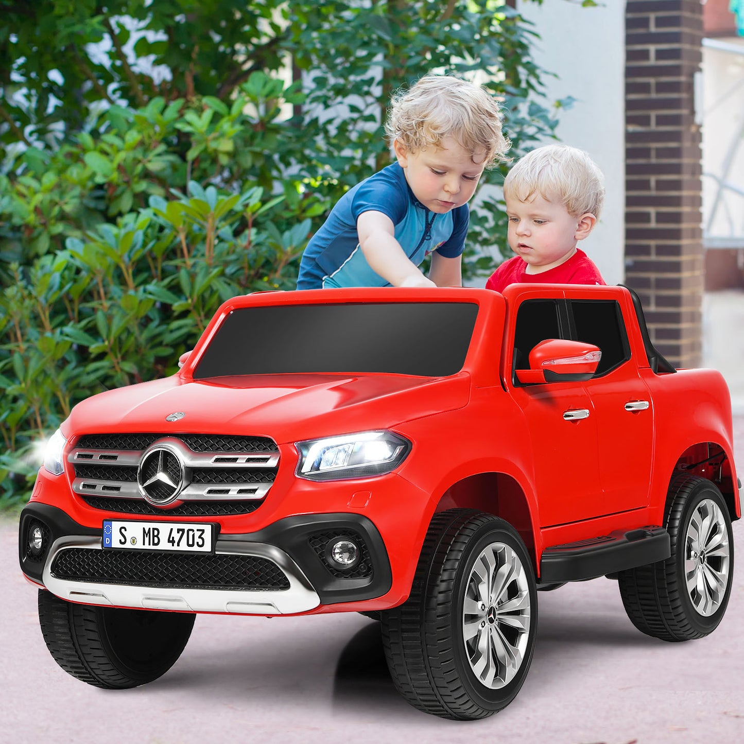 Infans 12V 2-Seater Kids Ride On Car Licensed Mercedes Benz X Class RC w/ Trunk Red