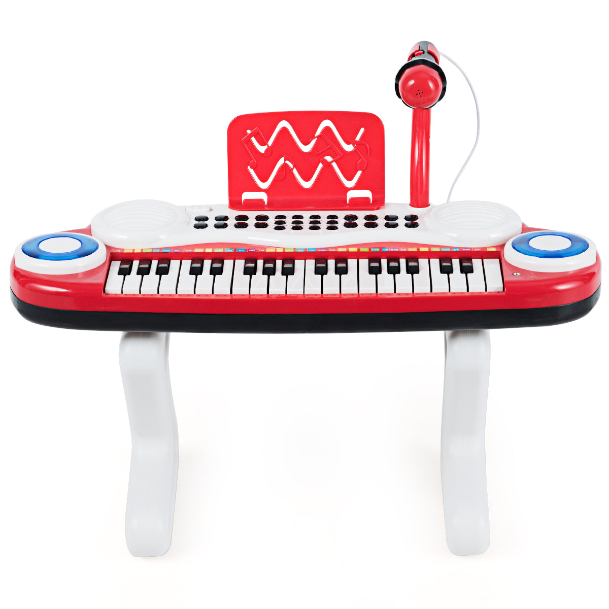 Infans Z-Shaped Kids Toy Keyboard Piano 37-Key Electronic Organ Light w/Microphone Red