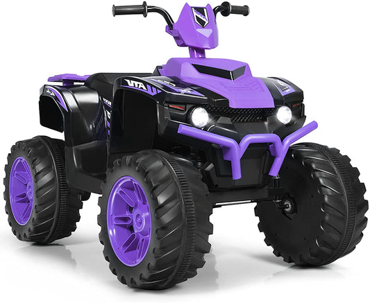 Infans 12V Kids 4-Wheeler ATV Quad Ride On Car w/ LED Light & Music Purple